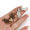 Picture of Zinc Based Alloy Religious Connectors Charms Pendants Multicolor Halloween Bat Animal Cross 4.2cm x 2.6cm