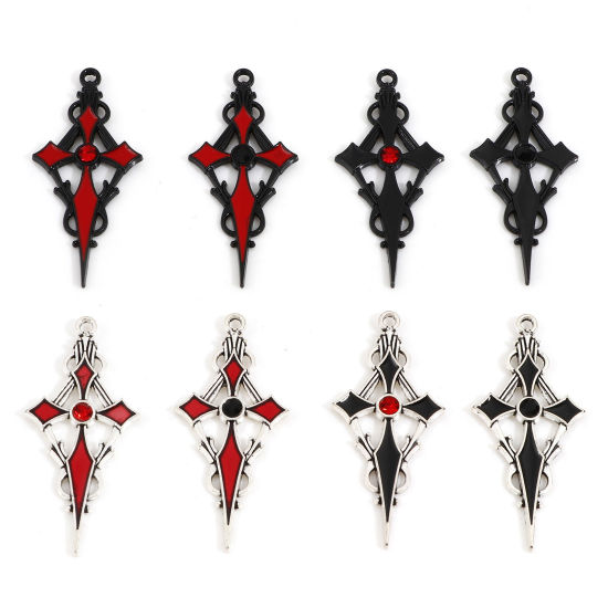 Picture of Zinc Based Alloy Religious Pendants Multicolor Cross Enamel 2.2cm Dia.