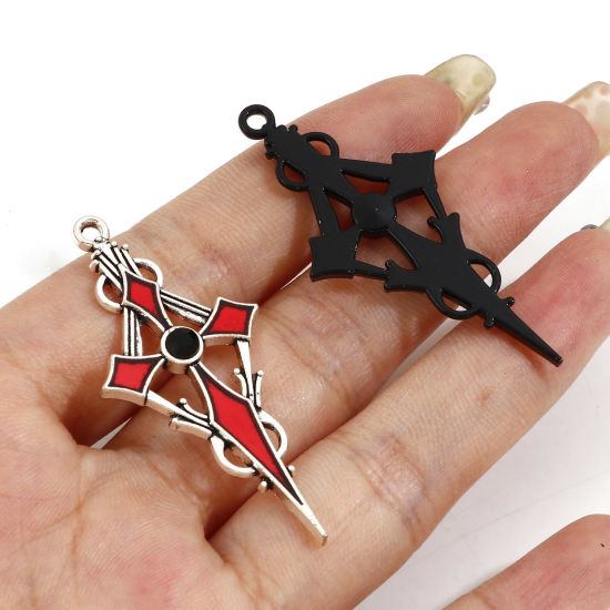 Picture of Zinc Based Alloy Religious Pendants Multicolor Cross Enamel 2.2cm Dia.