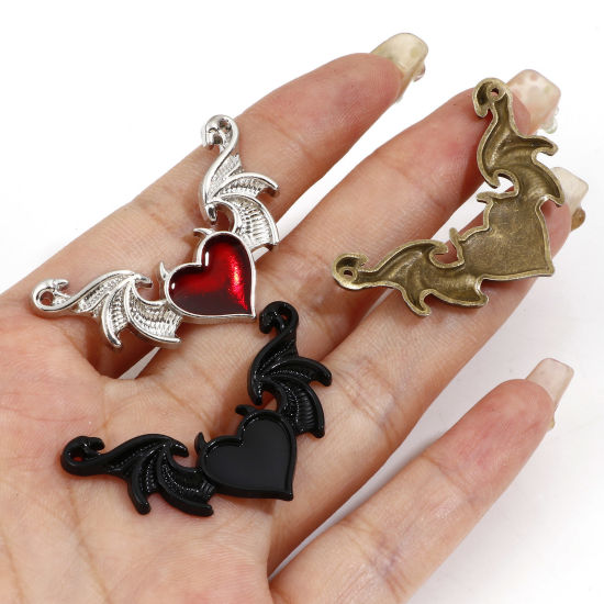 Picture of Zinc Based Alloy Connectors Charms Pendants Halloween Devil Wing 4cm x 2.5cm