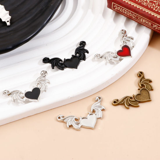 Picture of Zinc Based Alloy Connectors Charms Pendants Halloween Devil Wing 4cm x 2.5cm