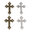 Imagen de Zamak Religión Colgantes Multicolor Cruz Flor de vid 7.4cm x 5.3cm, 5 Unidades