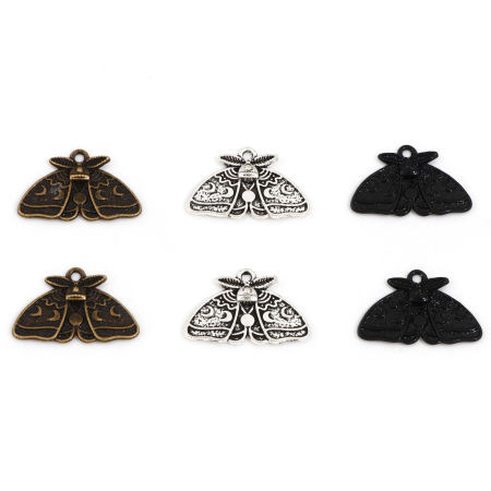 Zinc Based Alloy Insect Charms Multicolor Moth Moon Phases 25mm x 16mm