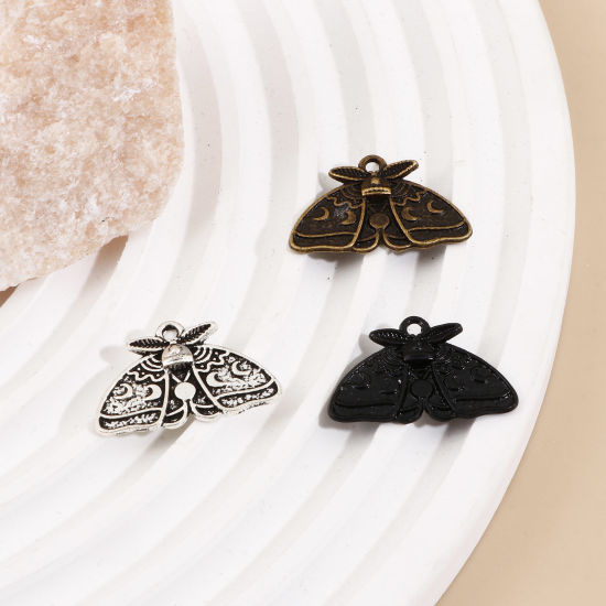 Picture of Zinc Based Alloy Insect Charms Multicolor Moth Moon Phases 25mm x 16mm