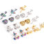 Image de Boucles d'Oreilles Puces en 304 Acier Inoxydable Collection Végétale avec Embouts Epaisseur de Fil: (21 gauge), 4 Pcs