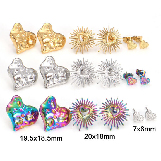 Picture of 304 Stainless Steel Valentine's Day Ear Post Stud Earrings With Stoppers