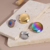 Picture of 304 Stainless Steel Geometry Series Ear Post Stud Earring With Loop Connector Accessories Round
