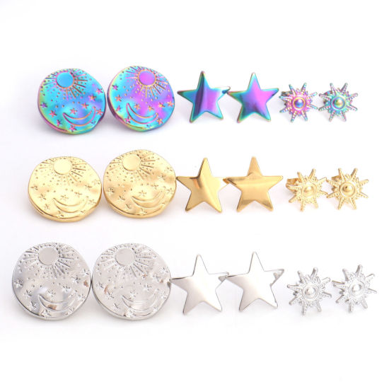 Picture of 304 Stainless Steel Galaxy Ear Post Stud Earrings With Stoppers