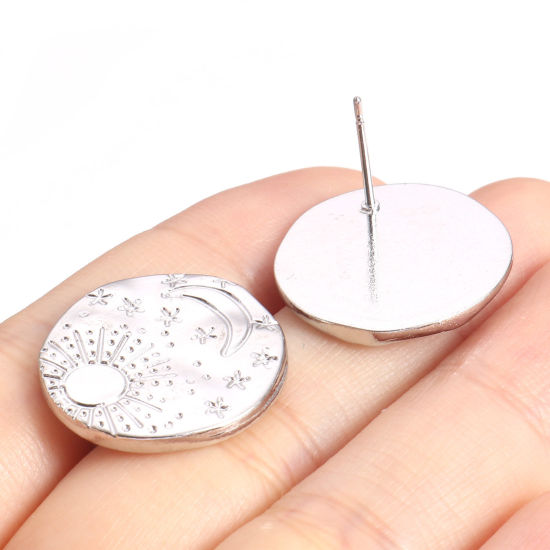 Picture of 304 Stainless Steel Galaxy Ear Post Stud Earrings With Stoppers