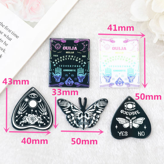 Picture of Acrylic Halloween Pendants Ouija Board Black & White Double Sided