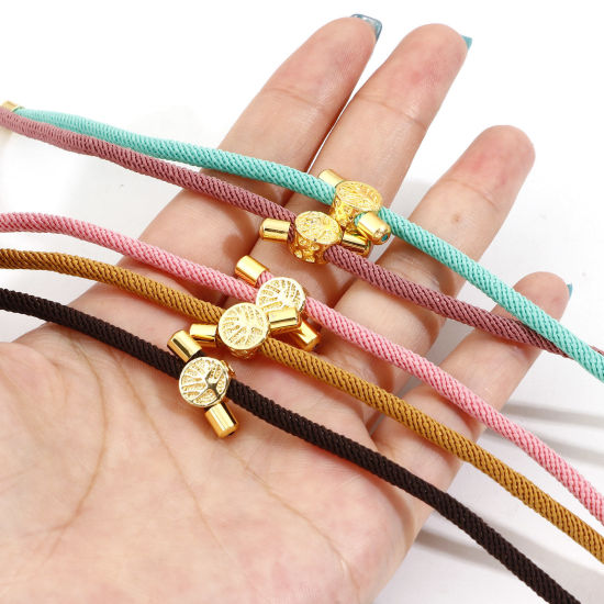 Picture of Polyester Braided Semi-finished Bracelets For DIY Handmade Jewelry Making Accessories Findings Multicolor Adjustable 20.5cm(8 1/8") long