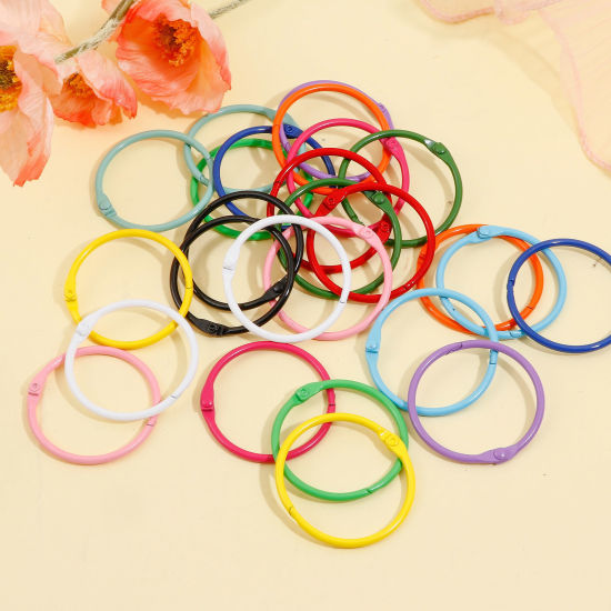 Picture of Iron Based Alloy Painted Keychain & Keyring Multicolor Circle Ring Can Open 4.5cm x 4.3cm 