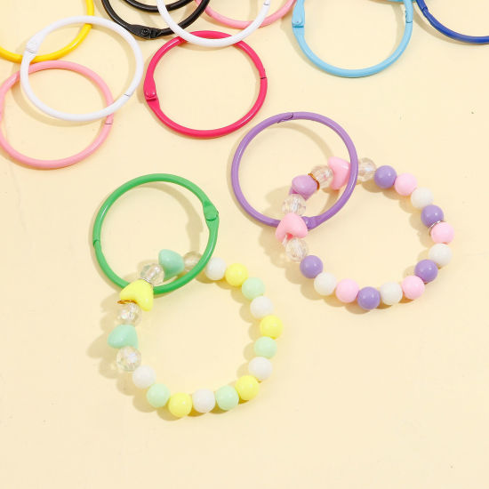 Picture of Iron Based Alloy Painted Keychain & Keyring Multicolor Circle Ring Can Open 4.5cm x 4.3cm 