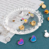 Bild von 4 Stück 304 Edelstahl Ohrring Ohrstecker Disc Bunt Herz Cabochon Fassung