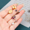 Bild von 4 Stück 304 Edelstahl Ohrring Ohrstecker Rund Bunt Auge Cabochon Fassung