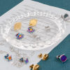 Bild von 4 Stück 304 Edelstahl Ohrring Ohrstecker Rund Bunt Auge Cabochon Fassung