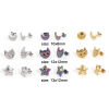 Picture of 304 Stainless Steel Ear Post Stud Earrings Half Moon Multicolor Owl