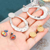 Bild von 2 Stück 304 Edelstahl Ohrring Ohrstecker Tropfen Bunt Rund Cabochon Fassung