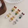 Picture of Brass Christmas Charms Multicolor Bell 3D Multicolour Cubic Zirconia 25mm x 12mm