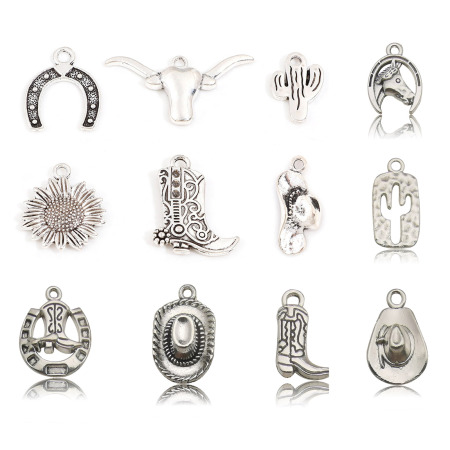 Zamak Vaquero del Oeste Colgantes Charms Plata Antigua 20 Unidades