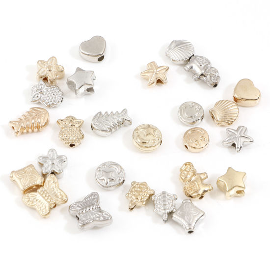 Bild von CCB Plastik Perlen für die Herstellung von DIY-Charme-Schmuck KC Vergoldet Silberfarben Mixefarbe Mit verschiedenen Muster 2 Packungen