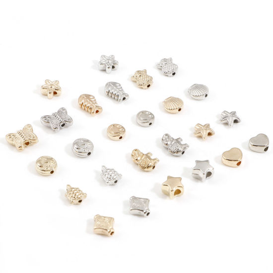 Bild von CCB Plastik Perlen für die Herstellung von DIY-Charme-Schmuck KC Vergoldet Silberfarben Mixefarbe Mit verschiedenen Muster 2 Packungen