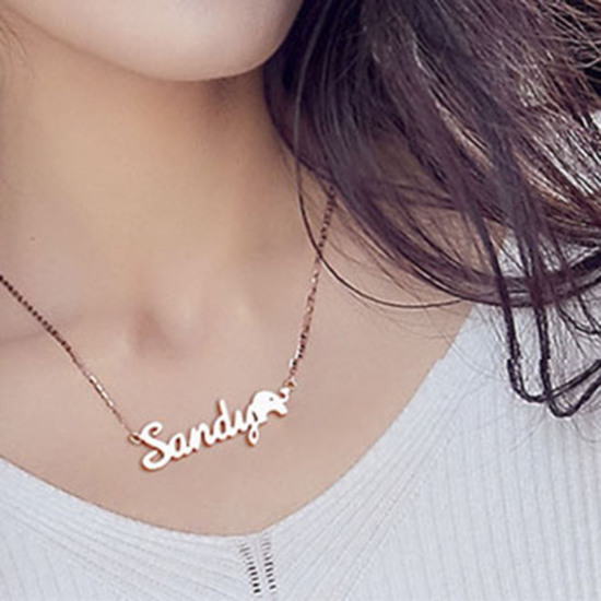 Image de 1 Pièce Collier Prénom Personnalisé Pendentif Breloque de Lettre Personnalisé en 304 Acier Inoxydable