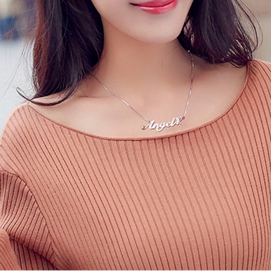Immagine di 1 Pz 304 Acciaio Inossidabile Collana con Nome Personalizzato Ciondolo con Lettera Personalizzata