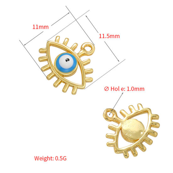 Immagine di Ottone Religione Charms Multicolore Malocchio Occhio della Provvidenza/ Occhio che Tutto Vede Smalto 11.5mm x 11mm, 2 Pz