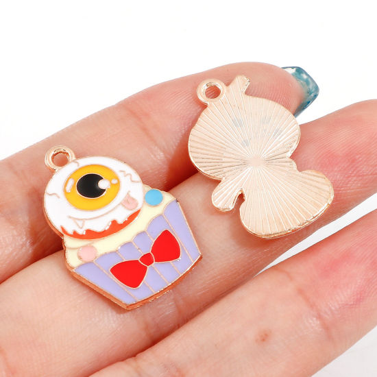 Picture of Zinc Based Alloy Halloween Charms Gold Plated Multicolor Enamel