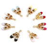 Image de Breloques Vêtements en Alliage de Zinc Doré Multicolore Chaussures de Ballet à Strass Transparent Émail 16mm x 16mm, 5 Pcs