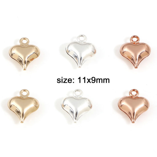 Immagine di Ottone San Valentino Charms Multicolore Cuore 3D 11mm x 8mm, 10 Pz