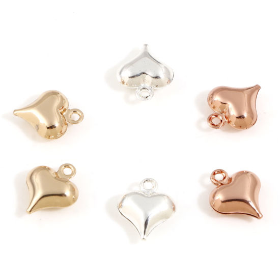 Immagine di Ottone San Valentino Charms Multicolore Cuore 3D 11mm x 8mm, 10 Pz