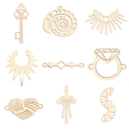 Iron Based Alloy Filigree Stamping Connectors Charms Pendants Multicolor Spiral Sun Rays Hollow