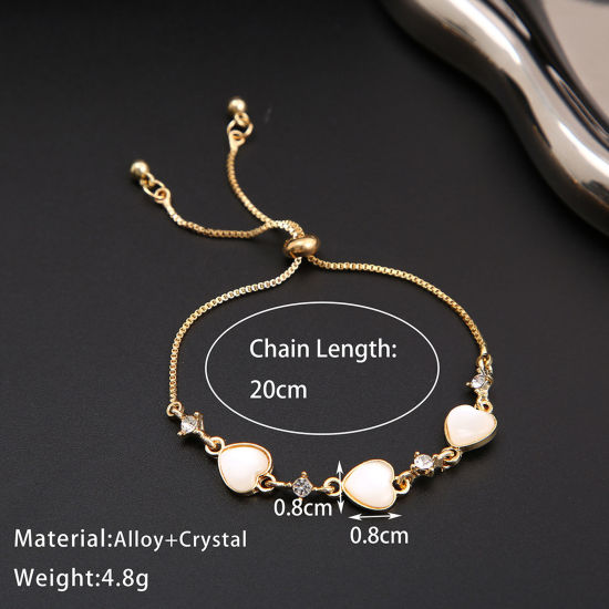 Picture of Ins Style Adjustable Slider/ Slide Bolo Bracelets Multicolor Heart Bowknot Cat's Eye Imitation Clear Rhinestone