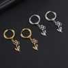 Picture of 304 Stainless Steel Birth Month Flower Earrings Hollow