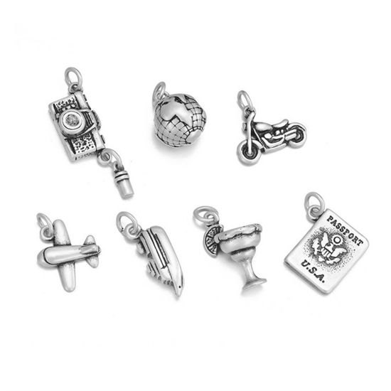 Picture of 316 Stainless Steel Charms Antique Silver Color With Jump Ring