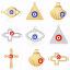 Picture of 304 Stainless Steel Religious Charms Geometric Evil Eye Enamel 28mm x 26mm