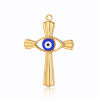 Picture of 304 Stainless Steel Religious Charms Geometric Evil Eye Enamel 28mm x 26mm