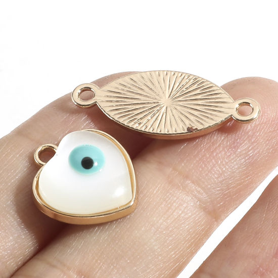 Immagine di Lega di Zinco Religione Charms Oro Placcato Verde Blu Malocchio Con Resina Cabochons 10 Pz