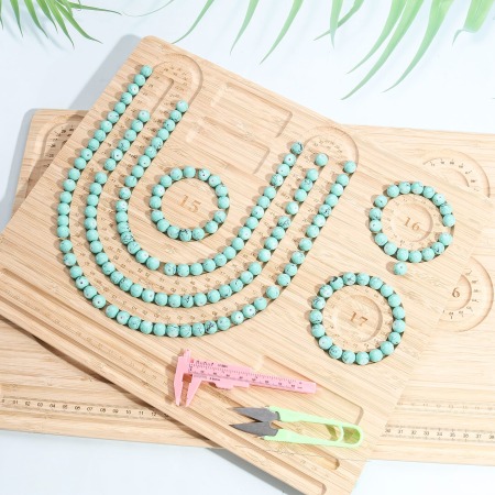 Natural Bamboo Beading Tray For DIY Bracelet Bead Design Stringing Accessories Craft Board Rectangle Light Brown