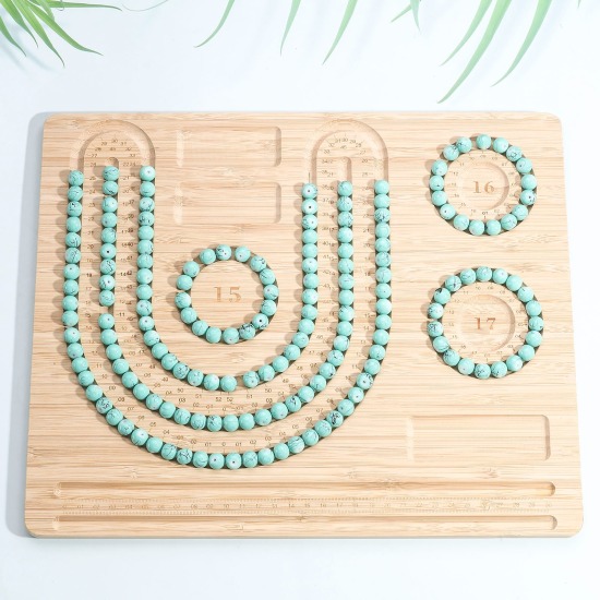 Image de Plateau à Perles pour DIY Bracelet Accessoires de Cordage de Conception de Perles Conseil d'Artisanat en Bambou Rectangle Brun Clair 1 Pièce