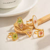 Picture of Eco-friendly Vacuum Plating Stylish Handmade Resin Jewelry Real Flower 18K Real Gold Plated 304 Stainless Steel & Resin Open Square Flower Rings For Women Party