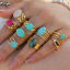 Picture of Eco-friendly Vacuum Plating Retro Boho Chic Bohemia 18K Real Gold Plated 304 Stainless Steel & Stone Open Oval Round Rings For Women Party
