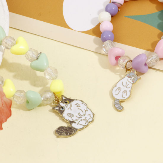 Immagine di Lega di Zinco Charms Oro Placcato Multicolore Gatto Smalto 10 Pz