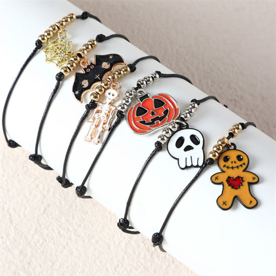Picture of Cute Braided Bracelets Multicolor Halloween Bat Enamel