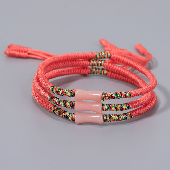 Image de Bracelets Tressés Ethnique en Polyester & Résine Multicolore Nœud de Bambou Réglable 1 Pièce