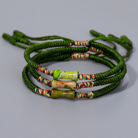 Изображение Терилен & Смола Этнические Плетеные браслеты Разноцветный Коленце бамбука Регулируемый 1 ШТ