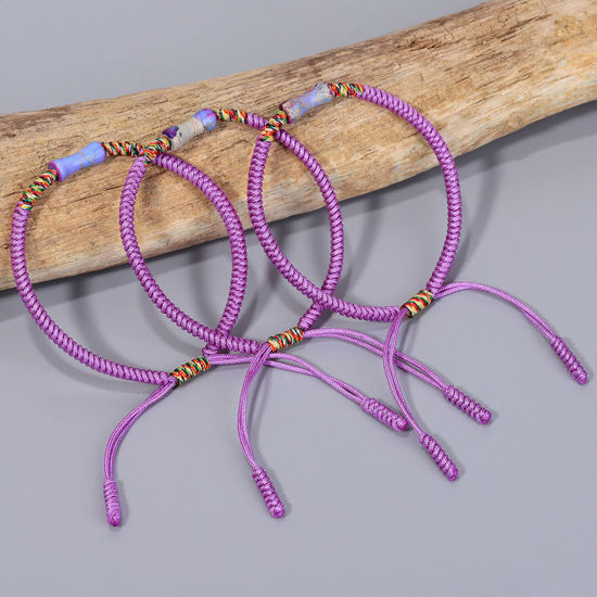 Изображение Терилен & Смола Этнические Плетеные браслеты Разноцветный Коленце бамбука Регулируемый 1 ШТ
