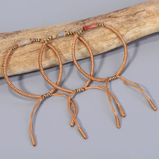 Bild von Polyester & Harz Ethnisch Geflochtene Armbänder Bunt Bamboo-förmig Verstellbar 1 Strang
